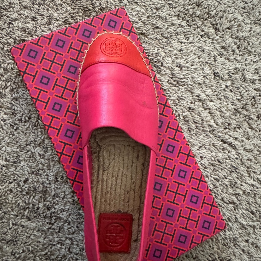 Tory Burch Vibrant Pink and Red Espadrilles